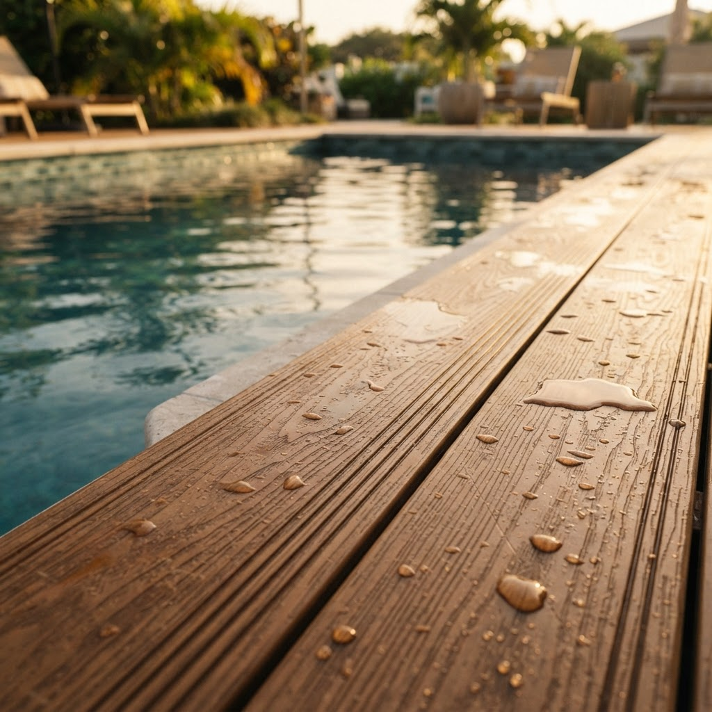 Deck — Réguas quentes e antiderrapantes para terraços e espaços exteriores — ventiladas e assentes a escoar.